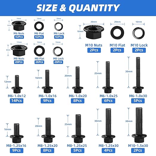 280Pcs Metric Flange Bolt Assortment image 1