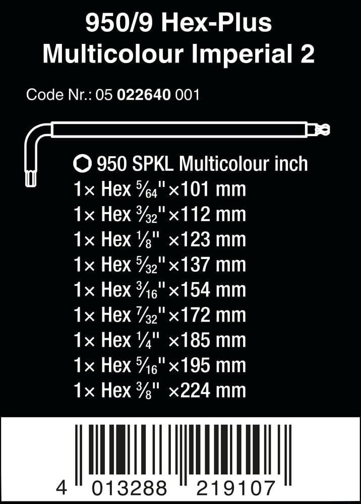 Wera Long Arm Hex Key set Imperial image 2